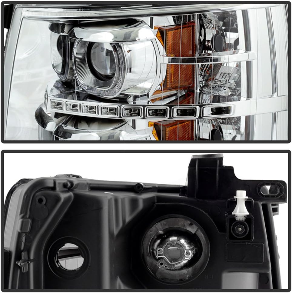 2007-2013 Chevy Silverado 1500 2500 3500 LED Halo Projector Headlights S339