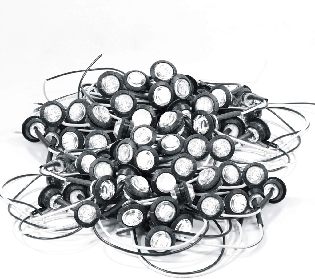 200 Pc 3/4 Inch Red LED Sealed Side Marker Lights 12V DC X982