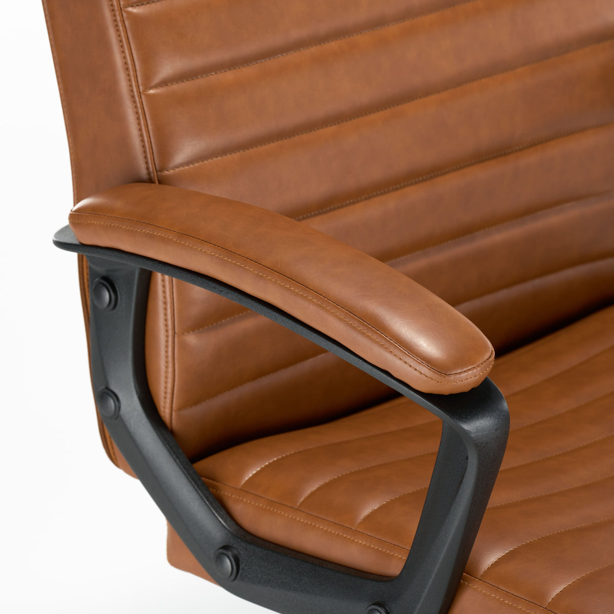 Cognac Bonded Leather Ergonomic Desk Chair E631
