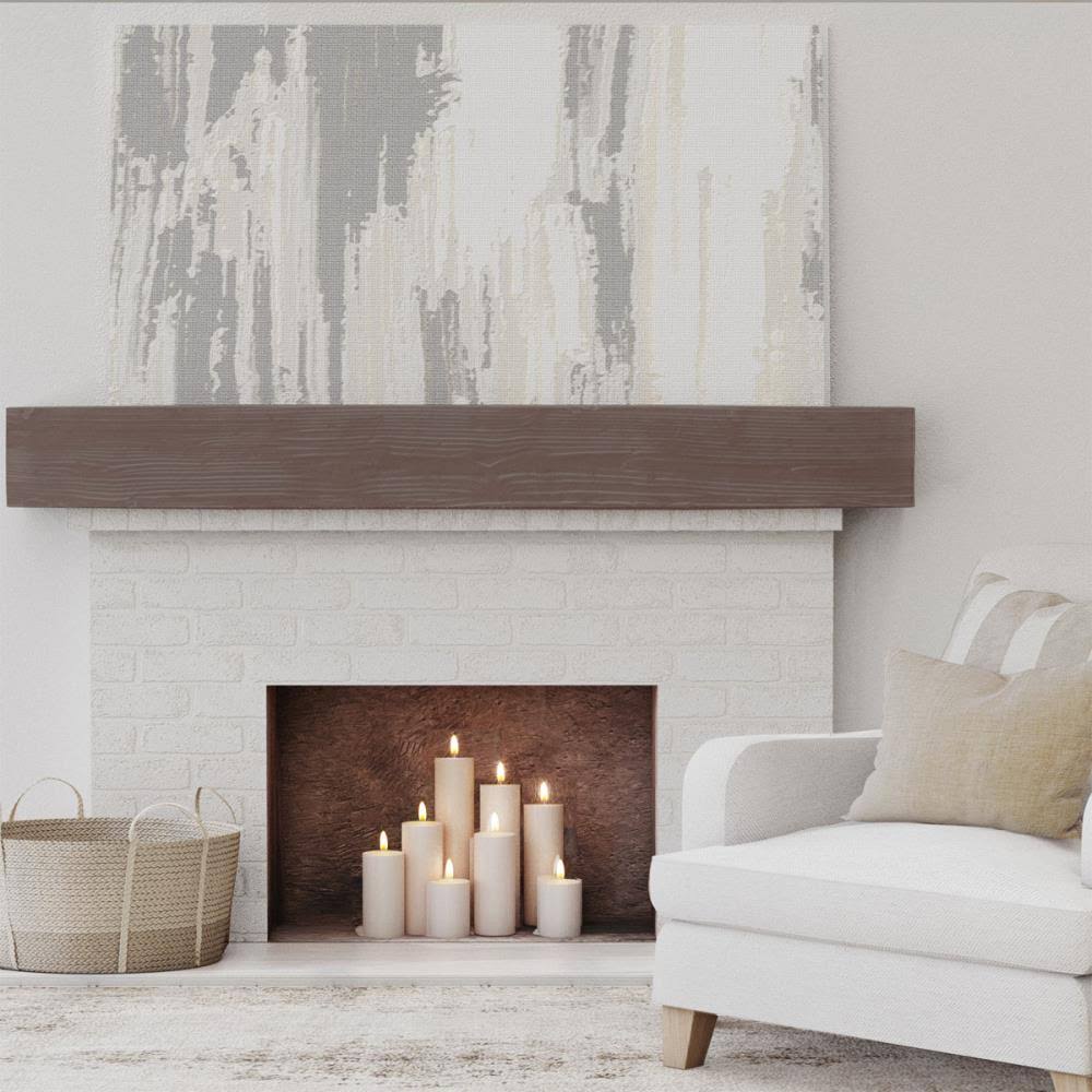 Sandblasted Faux Wood Fireplace Mantel, Aged Pecan P408