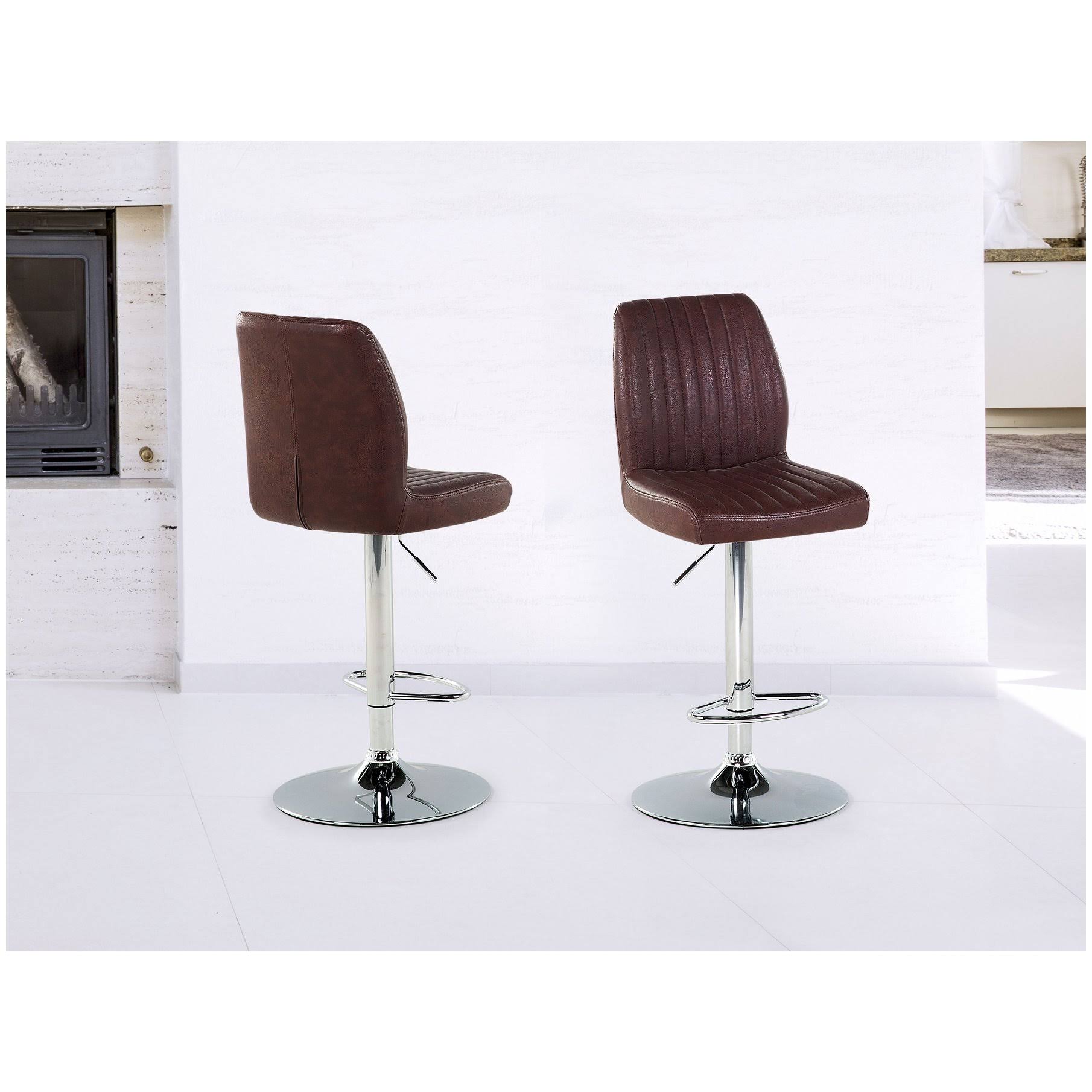 Faux Leather Swivel Bar Stool Brown R65239