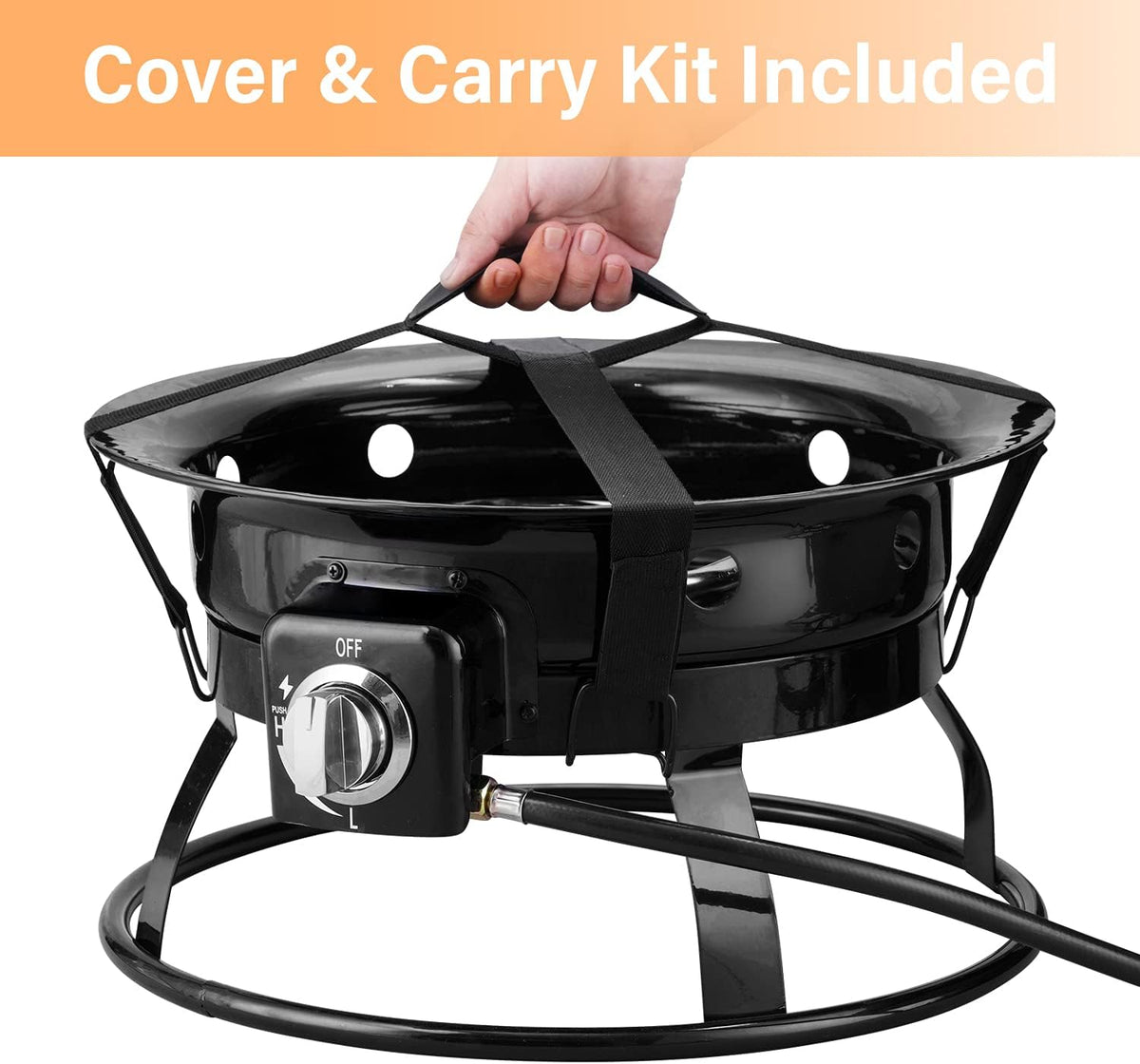 18.5 Propane Gas Fire Pit, Portable Fire Bowl 58,000 BTU, Manual Ignition B926