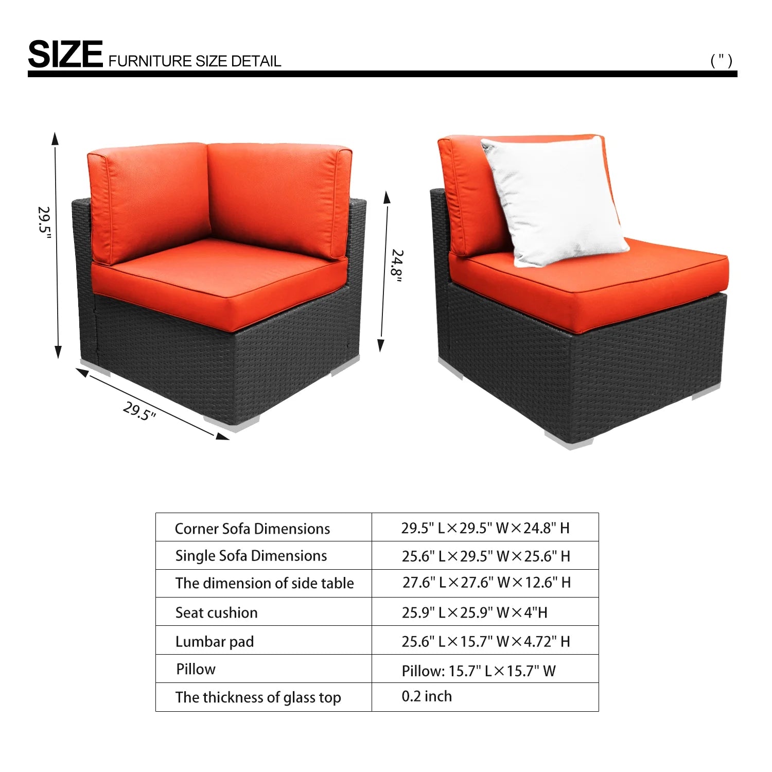 Orange 2-Piece Rattan Corner Sofa Set M554168