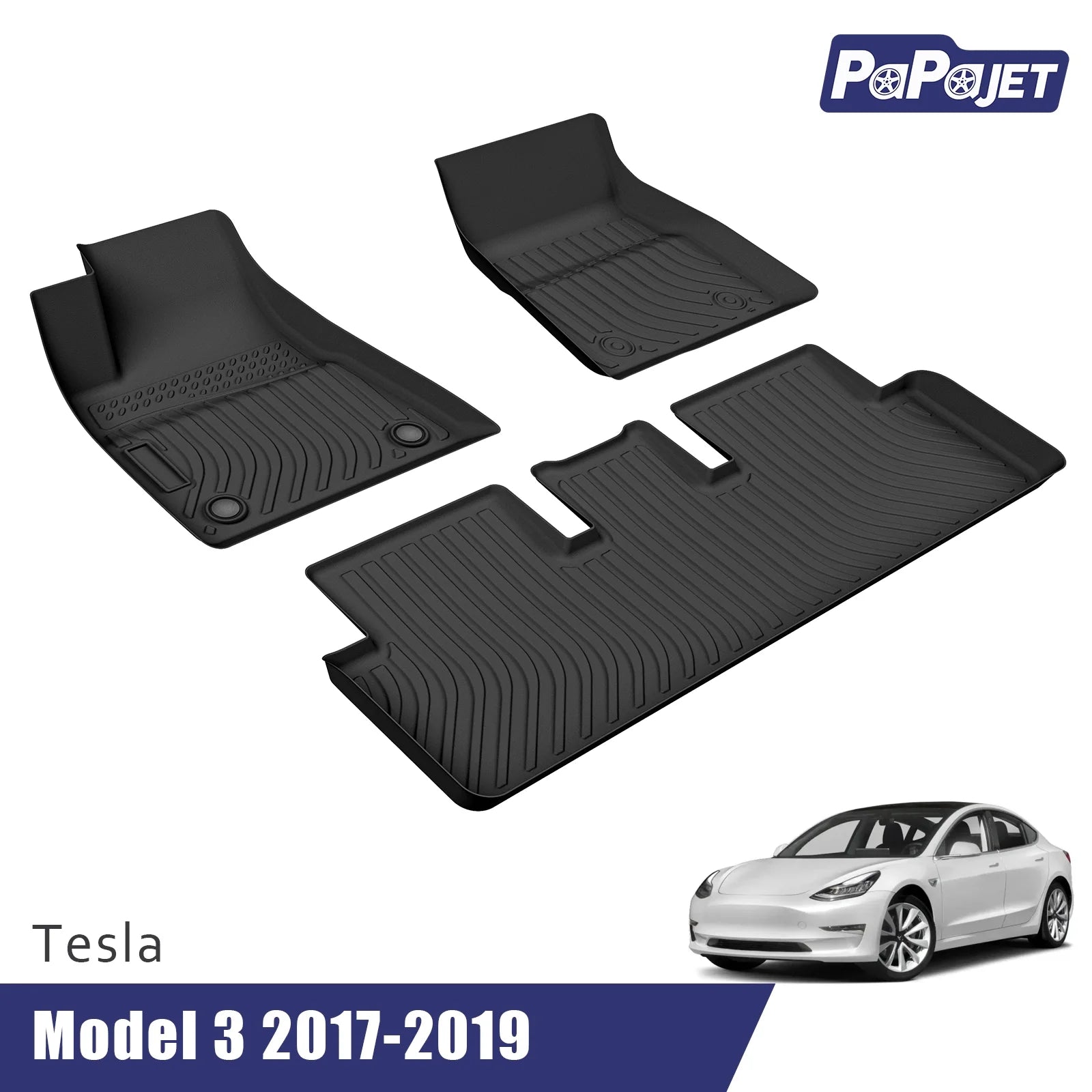 Black Custom Fit Floor Liners for Tesla Model 3 X785