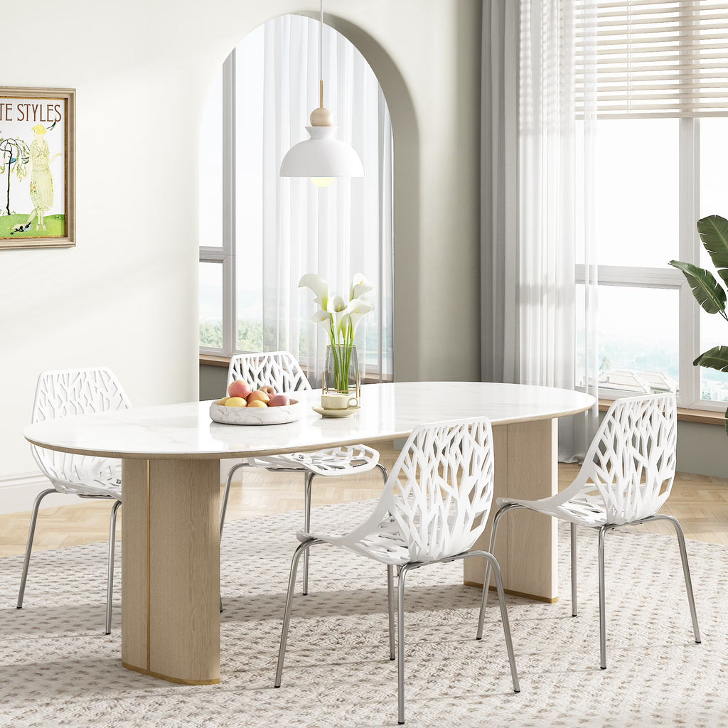 White Set of 4 Stackable Plastic Side Chairs T360417