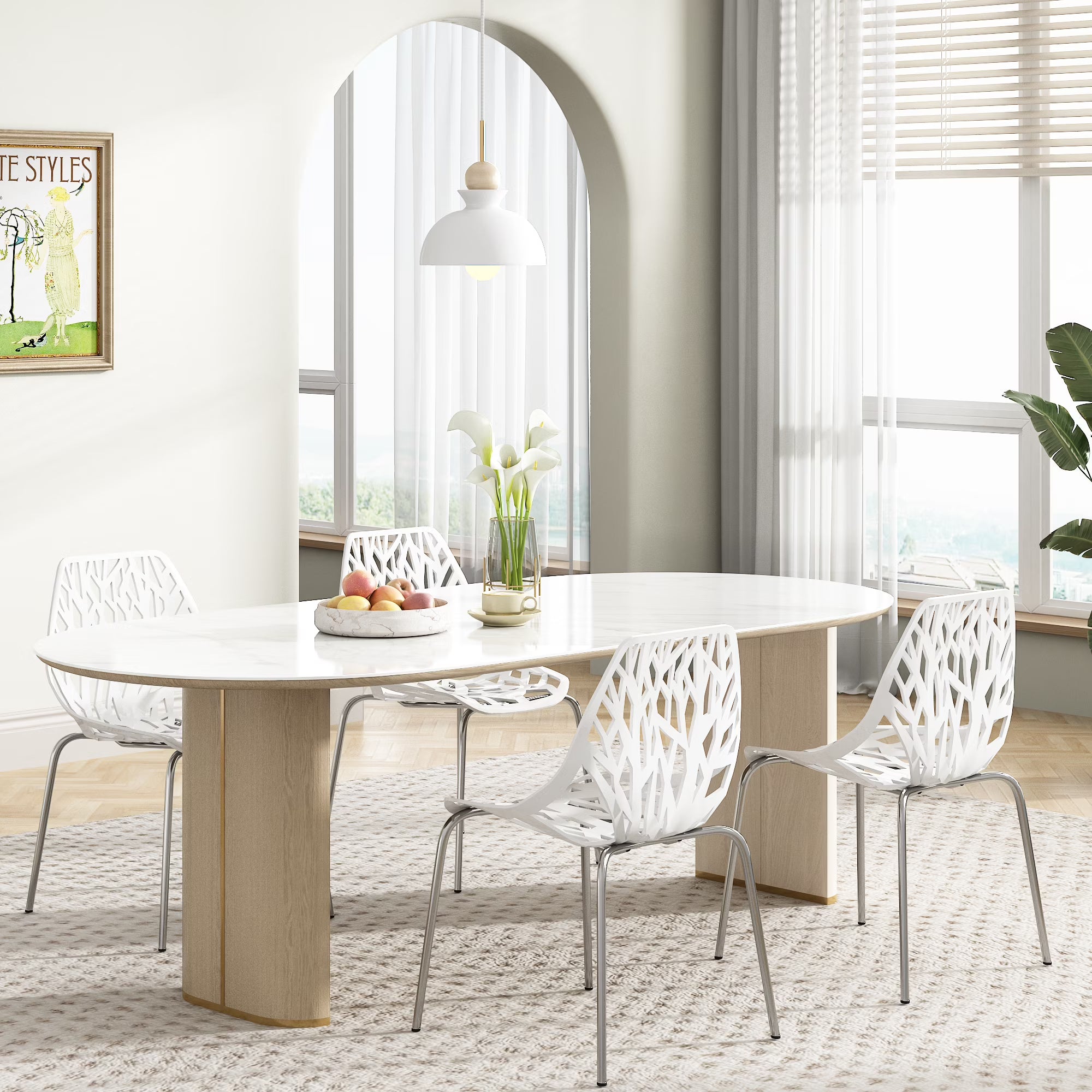White Set of 4 Stackable Plastic Side Chairs T360417