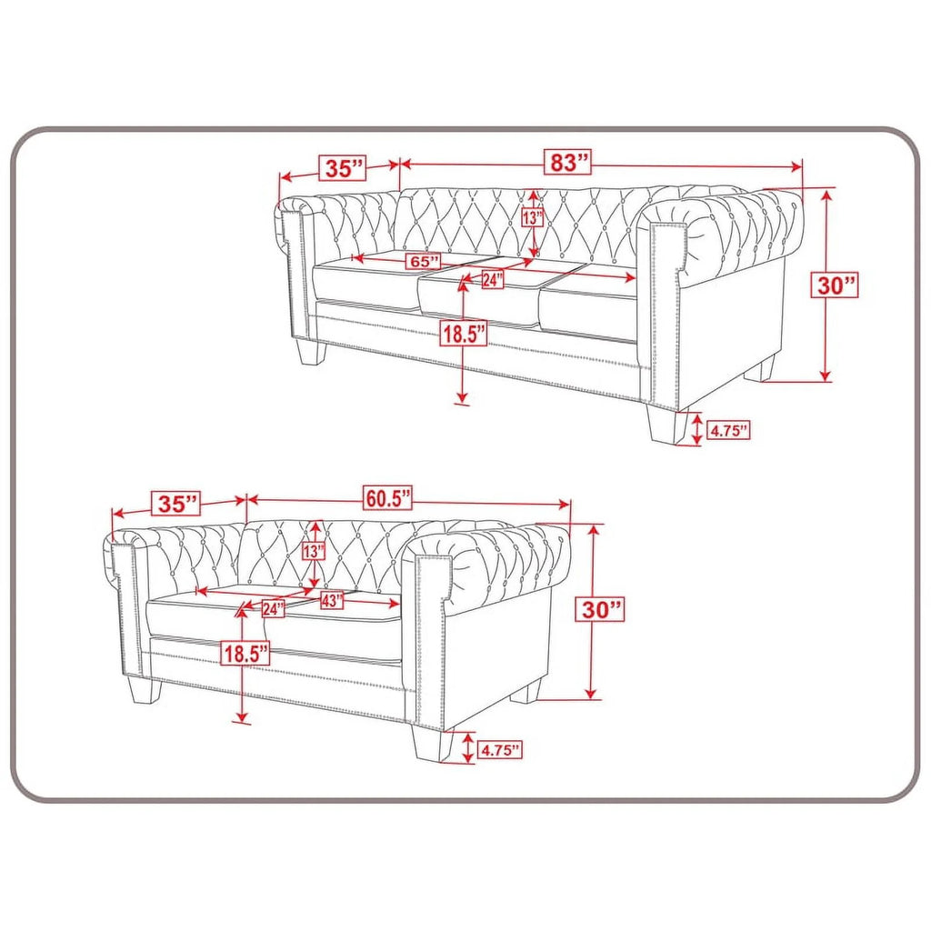 2-Piece Velvet Living Room Furniture Set K5501