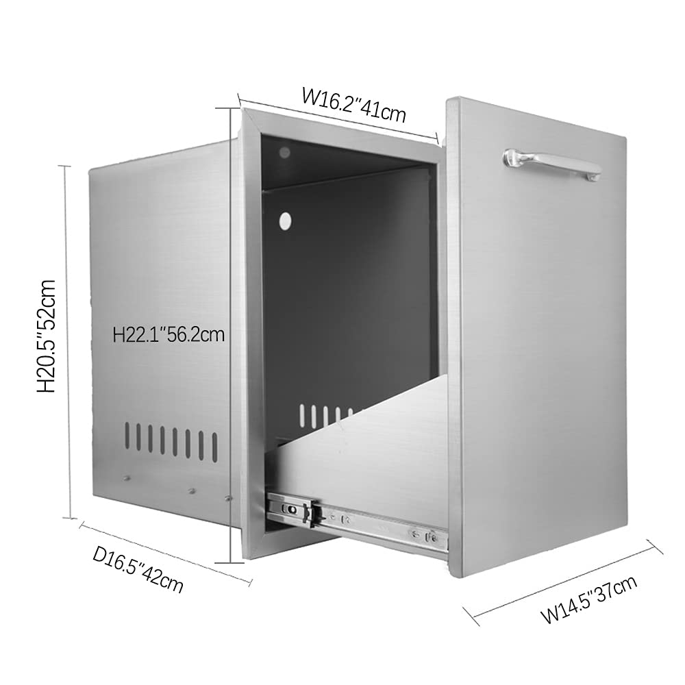 Stainless Steel Drawer W16XD18XH22.3 Inches J784