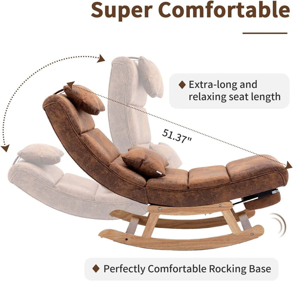 Armless Rocking Chair with Footrest and 2 Pillowers F119000