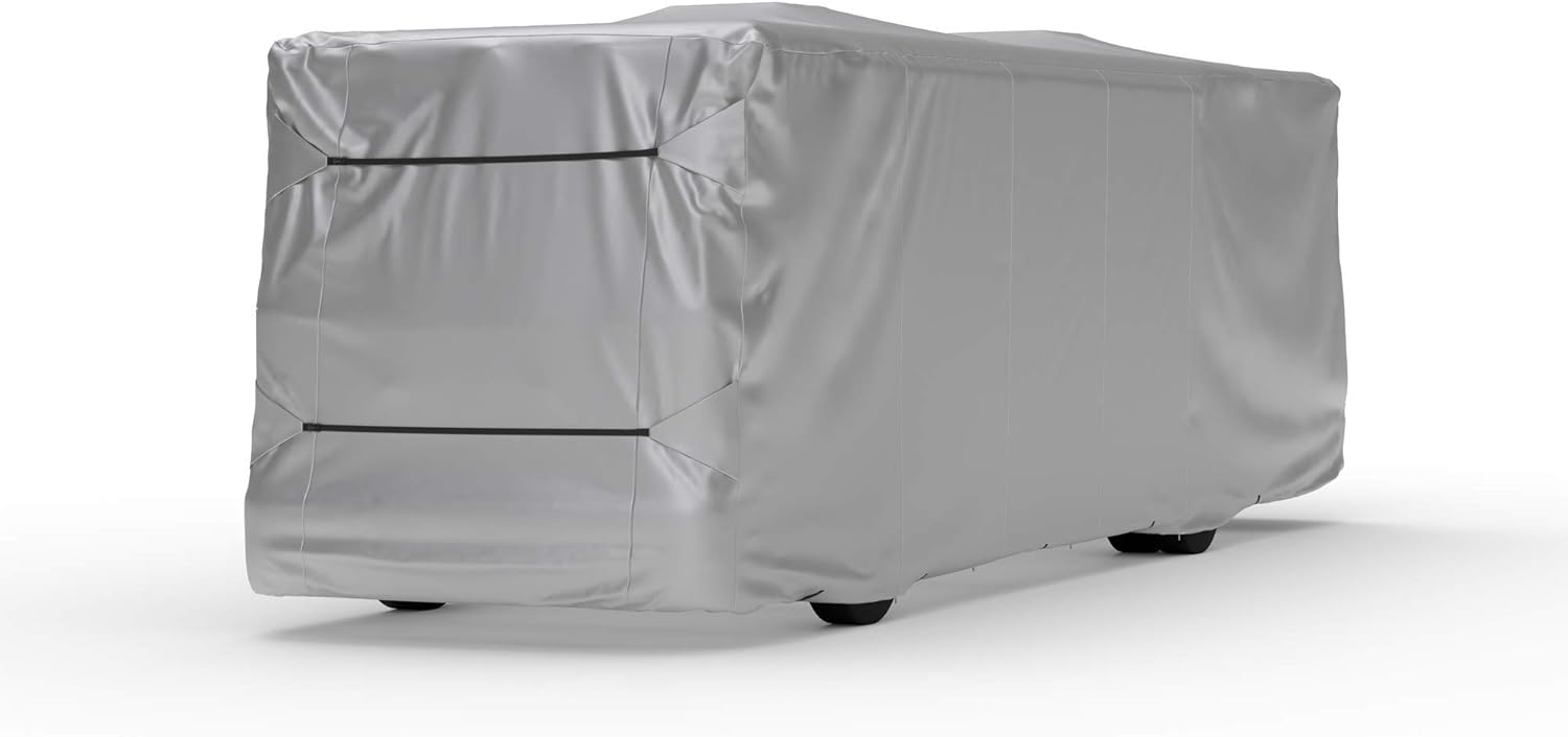 Weatherproof RV Cover for Class A RV 28' - 30' Long with Fleece Lining, Cable Lock, Storage Bag & Wind Straps Q490650