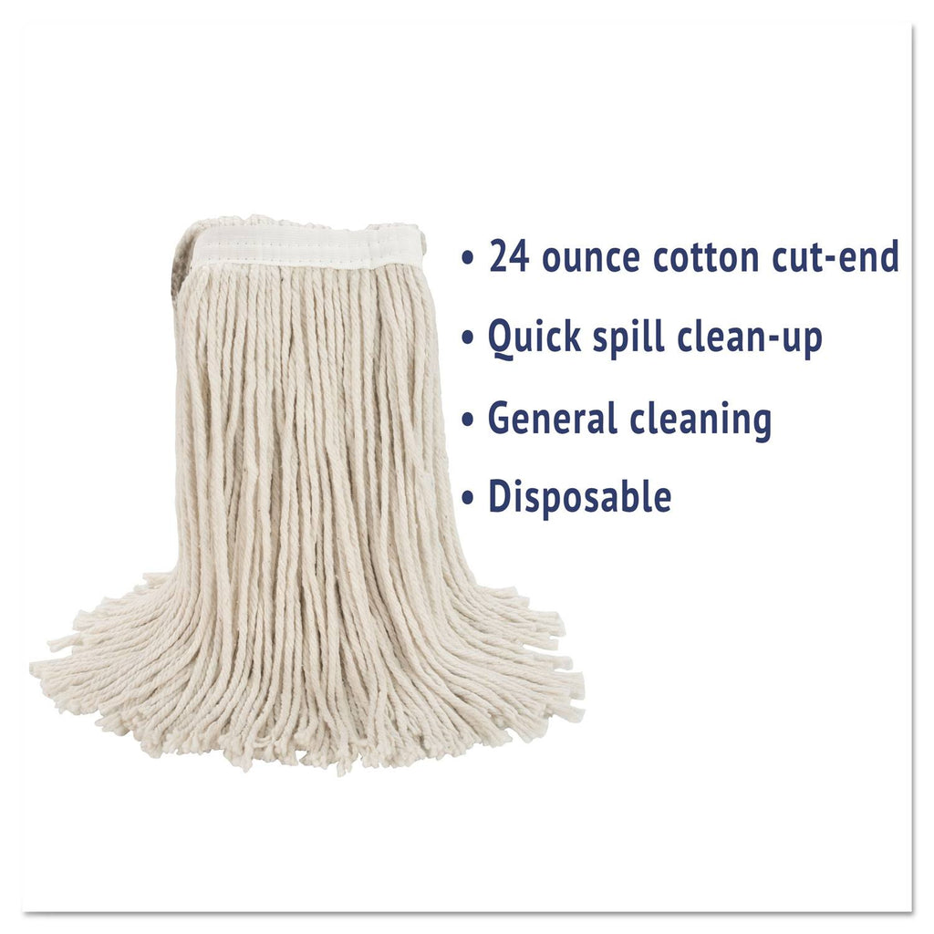 White Cotton Cut-End Wet Mop Heads 24oz 12/Carton M448