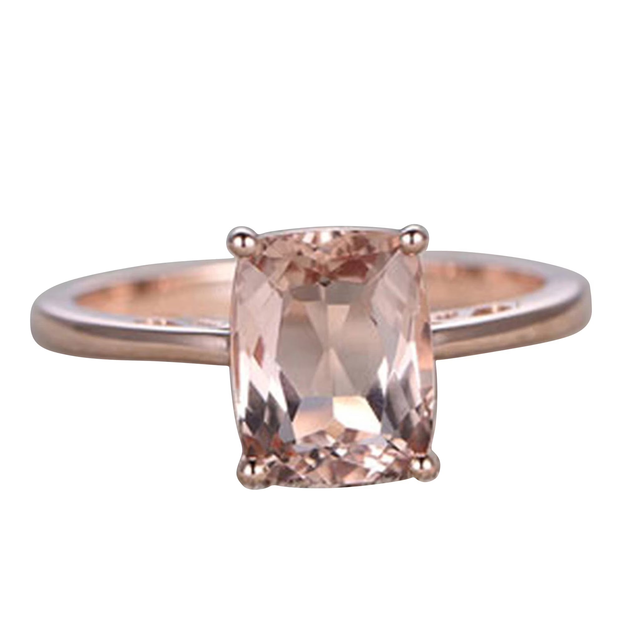 10mm Cushion Morganite 4 Carat Engagement Ring 10k Rose Gold Filigree L1504