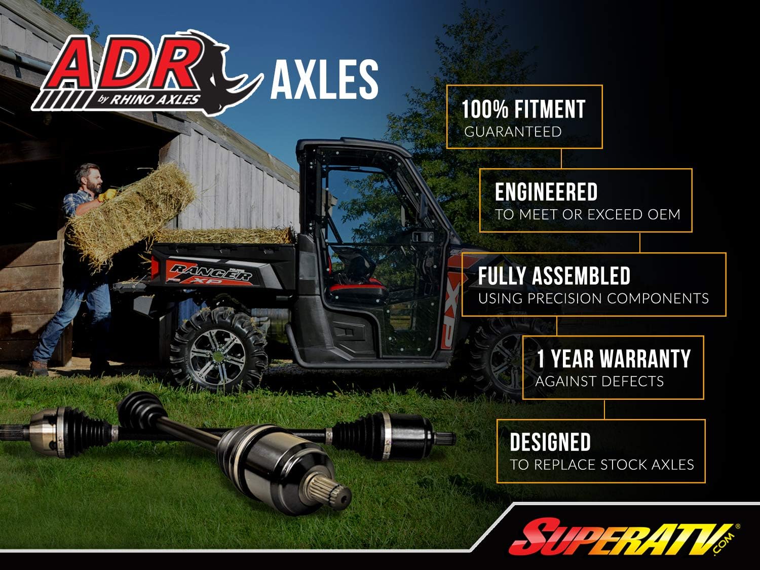 Heavy-Duty Front Axle for Polaris RZR XP 900/4 900 M1084