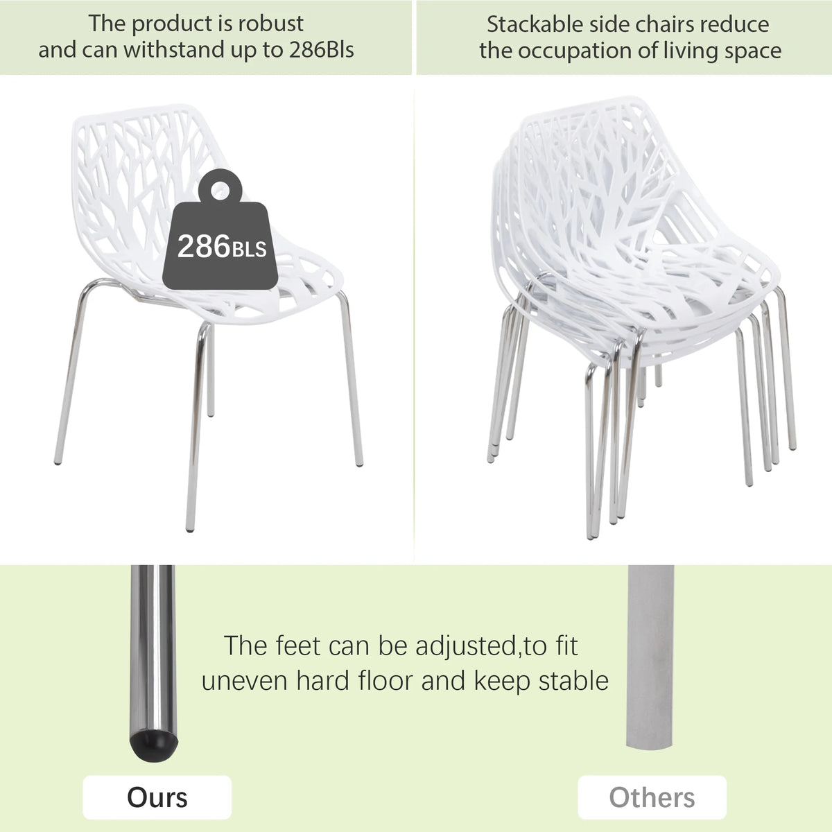 White Set of 4 Stackable Plastic Side Chairs T360417