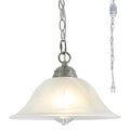 Black Hanging Pendant Light with Alabaster Glass Shade Z277158