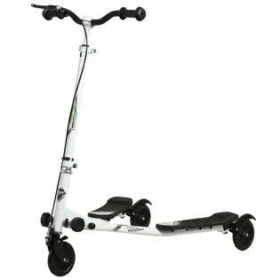 White-Black Kids 3 Wheels Foldable Wiggle Scooter U836589