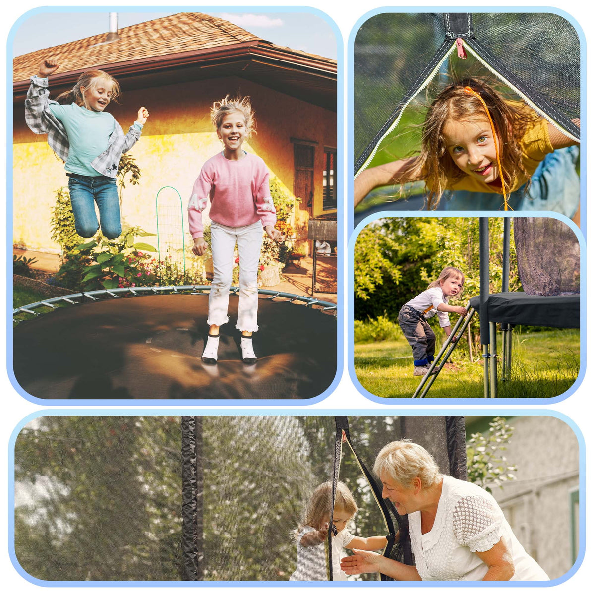 10FT Trampoline with Enclosure Net, Spring Cover, Ladder, Wind Stakes, 330lbs Weight Capacity R516