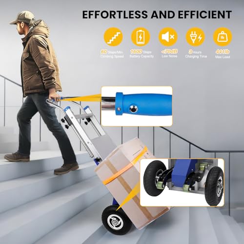 880lbs Capacity Electric Hand Trucks Stair Climber Trolley with Safety Rope H496057