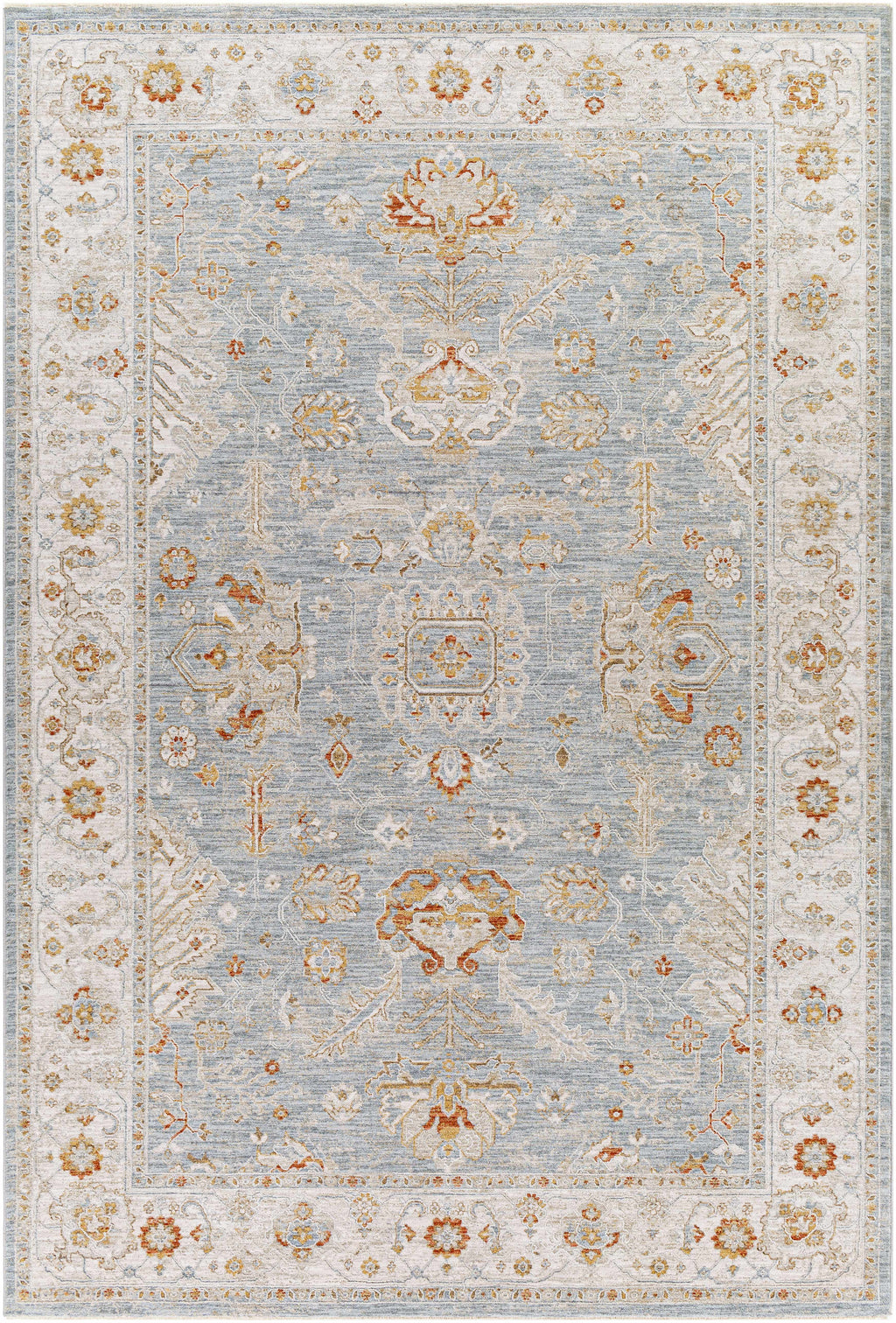 Blue, Gray, Red, Orange, Cream Runner Rug Z196