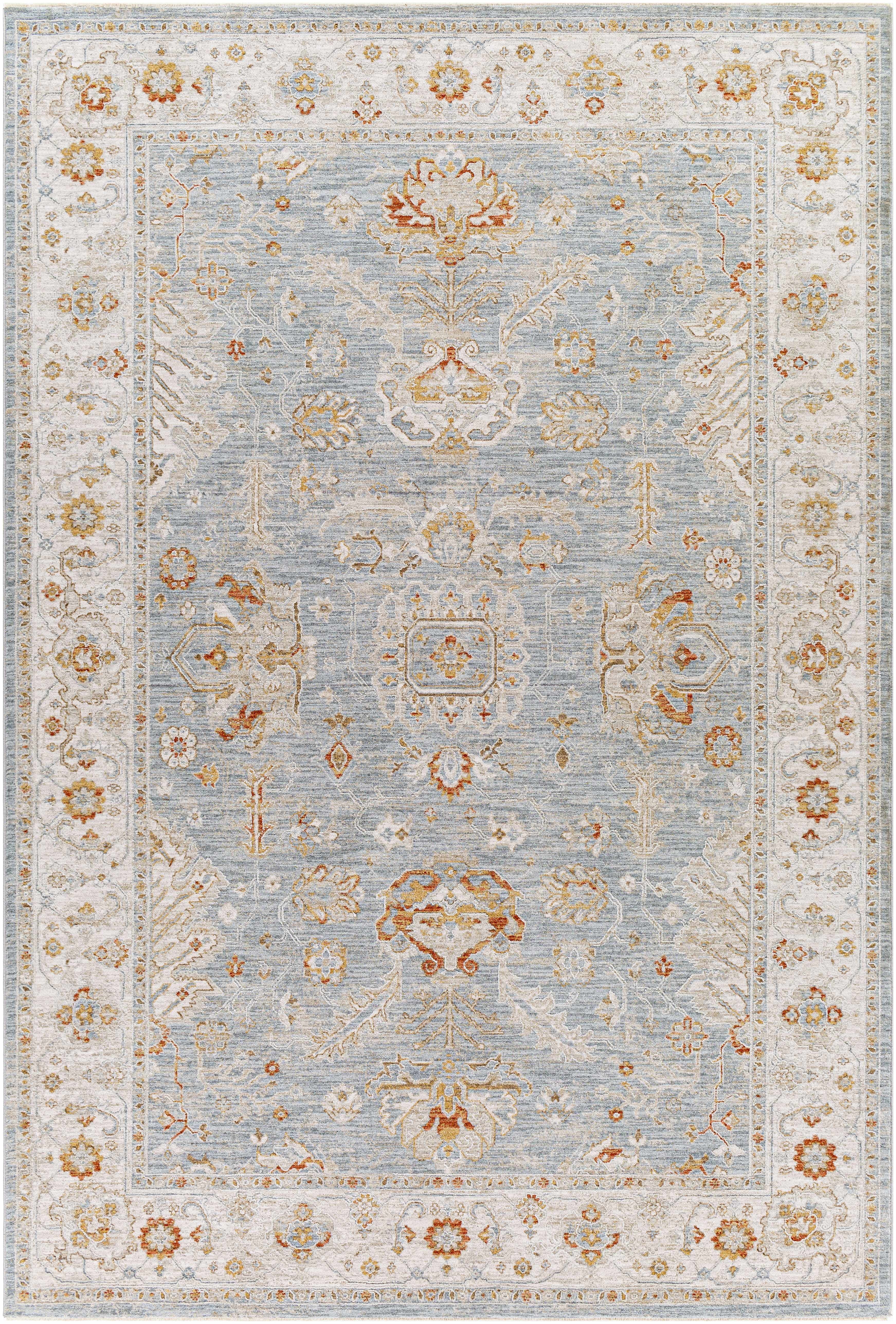 Blue, Gray, Red, Orange, Cream Runner Rug Z196