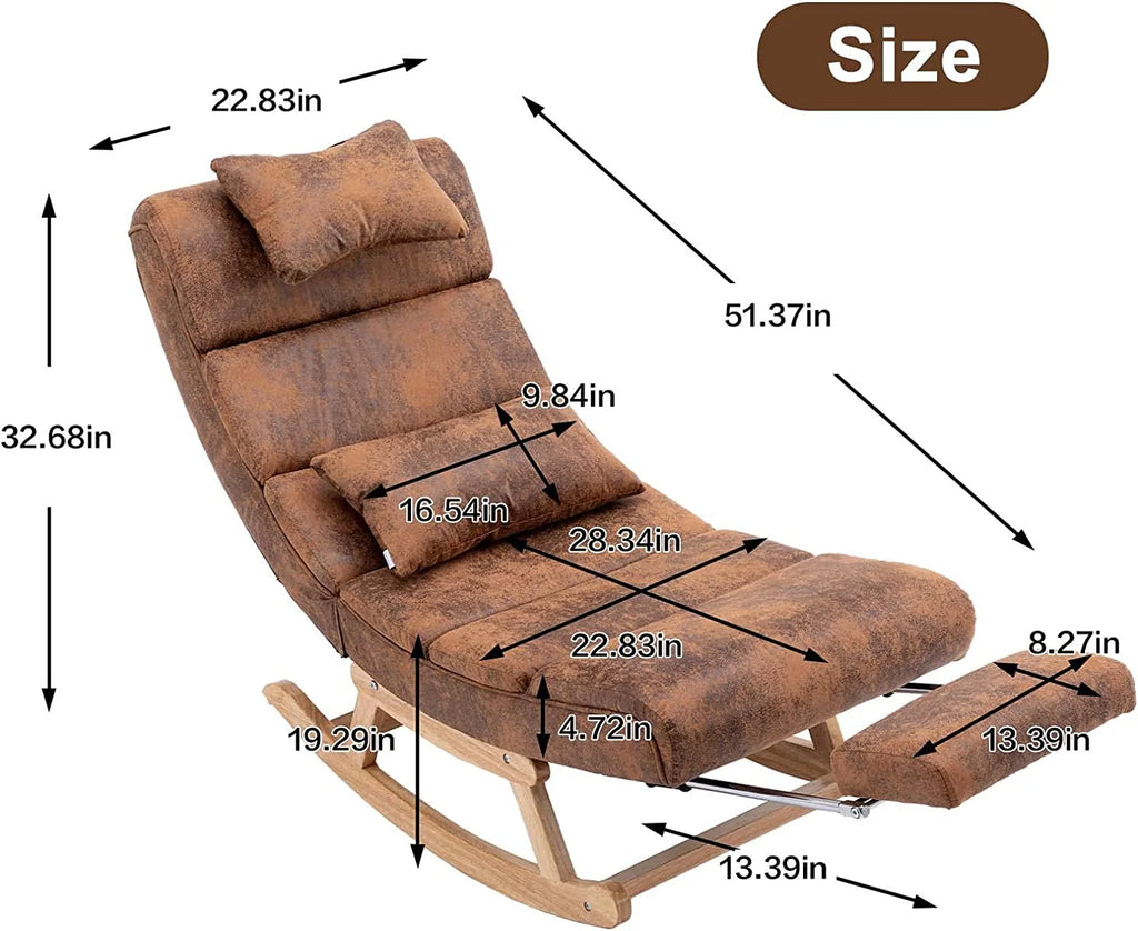 Armless Rocking Chair with Footrest and 2 Pillowers F119000