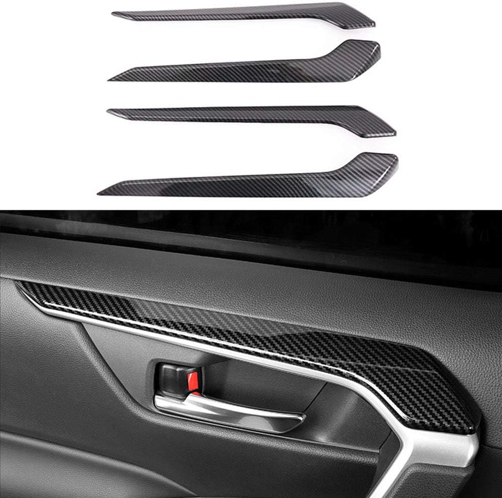 4pcs ABS Carbon Fiber Car Interior Door Panel Stripe Cover Trim for Toyota RAV4 2019 2020 2021 2022 Pack of 2 R164