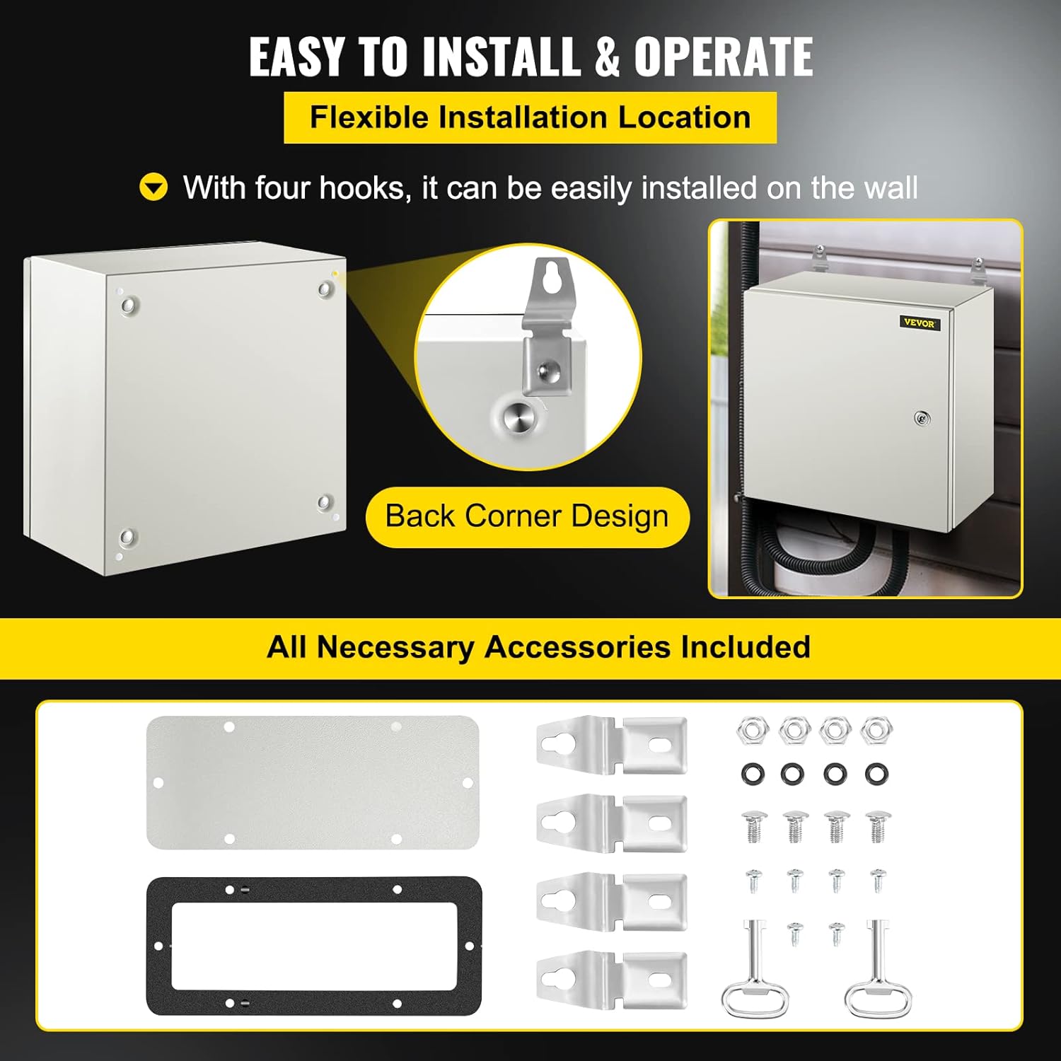 16 x 16 x 8 Inches Wall Mounted Waterproof Mild Steel Electrical Enclosure T230