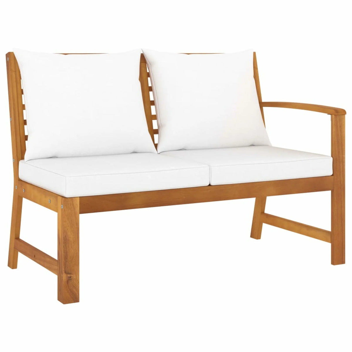 4 Piece Acacia Wood Outdoor Sectional Sofa Set with Cream Cushions Y1460