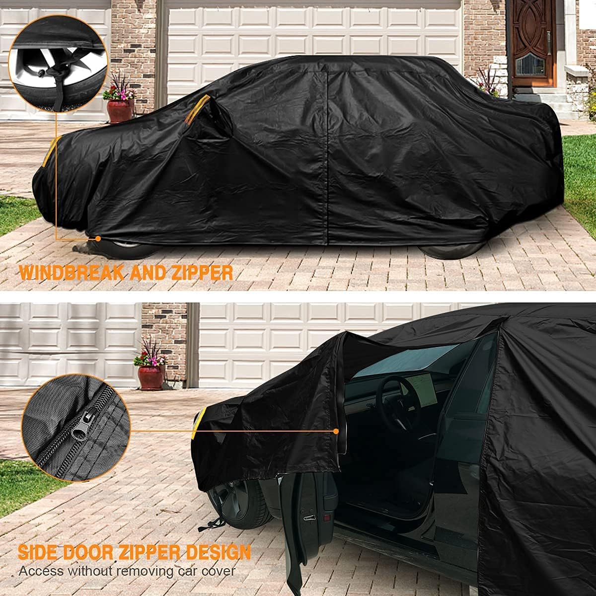 Sedan Car Cover Waterproof All Weather Full Car Cover Snow Hail Rain Sun UV Dust Protection Scratch Resistant Snow Winter (Fit for Car Size: 209''L x 79''W x 59''H (Approx)) Pack of 2 Q986