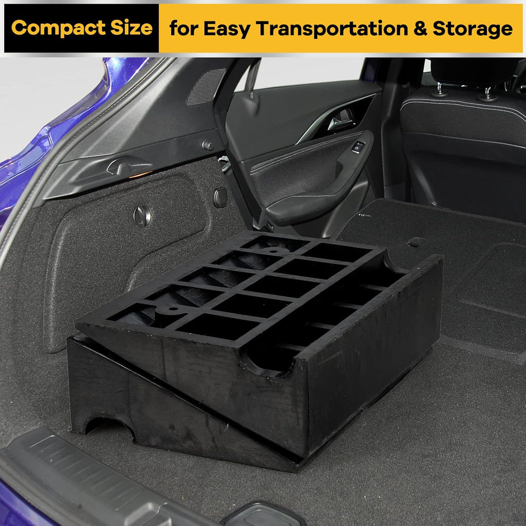 5” Rubber Curb Ramps 2PCS, Heavy Duty 22° Driveway Ramps with 4 Expansion Bolts & Predrilled Holes, Anti-Slip Surface, 6,800 lbs Load Capacity Pack of 2 Q8082