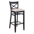 Black Solid Wood X-Back Microfiber Seat Bar Stool U681
