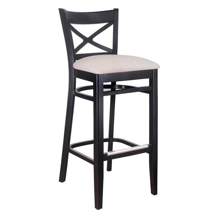Black Solid Wood X-Back Microfiber Seat Bar Stool U681