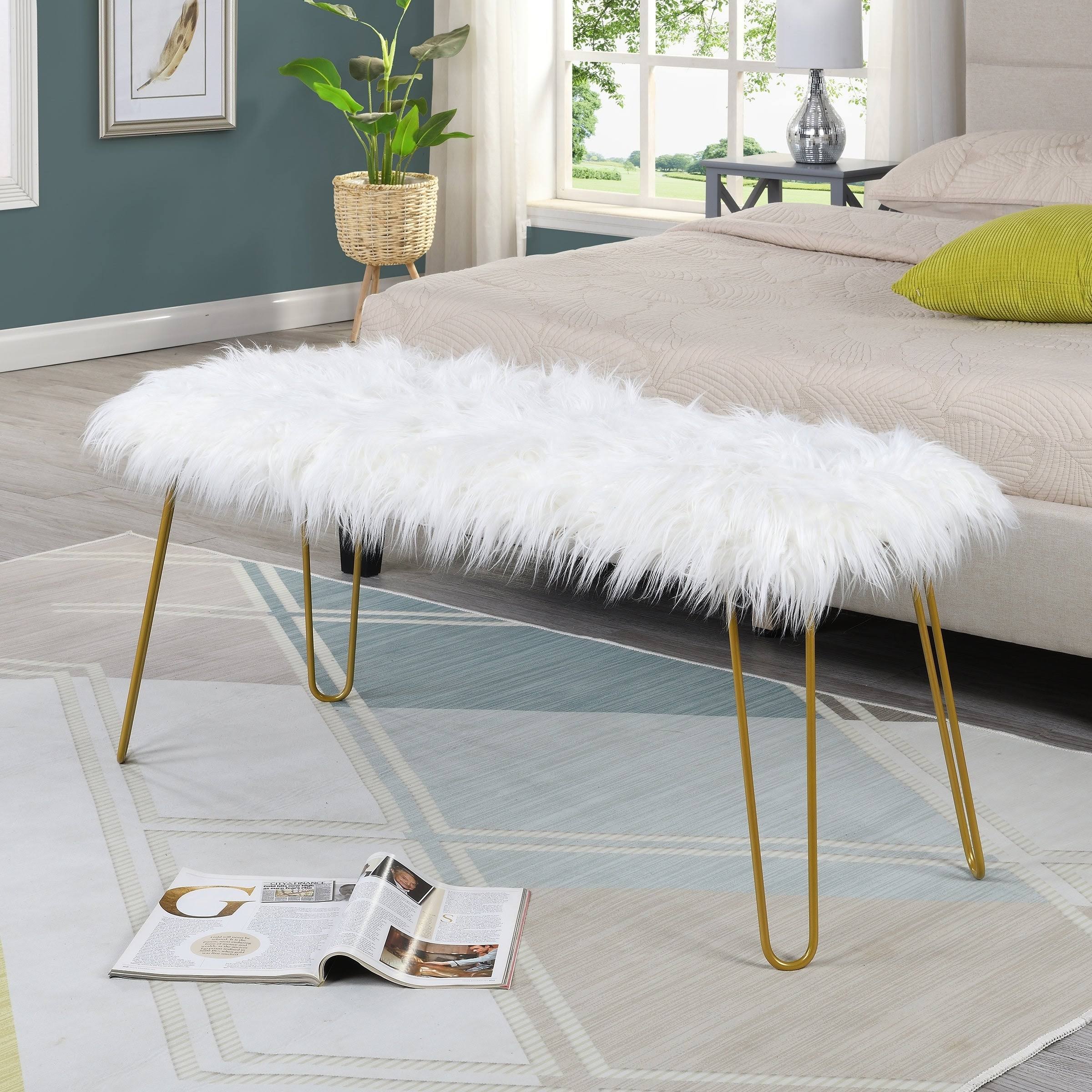 Silver / White Long Bench V647