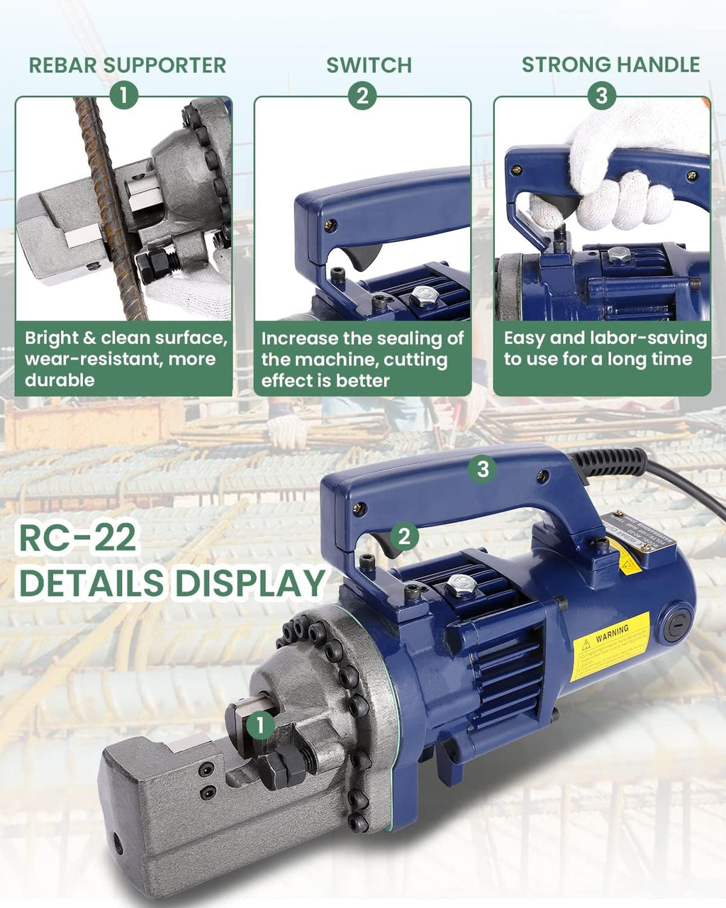 Portable Hydraulic Rebar Cutter 4-22mm X2618