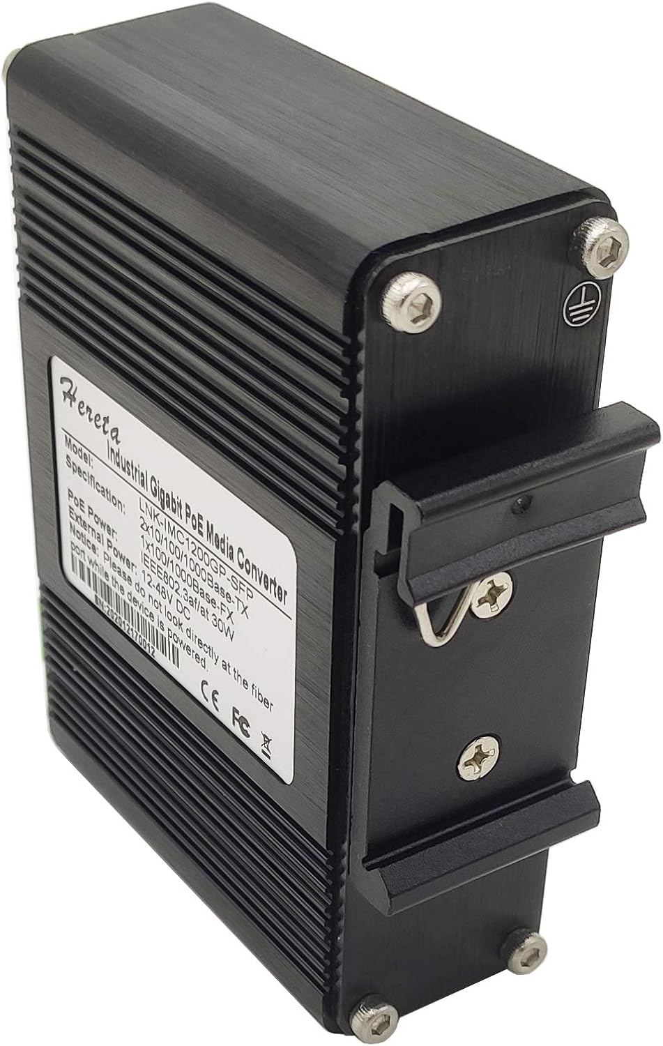 Industrial Ethernet Media Converter POE+ 30W Aluminum Case 2 RJ45 Port 1 SFP Port 12~48V DC Input G436