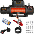 9500 lbs 12V Electric Winch Kit with Synthetic Rope, Waterproof Cover, Hawse Fairlead, Wireless and Corded Remote V2602