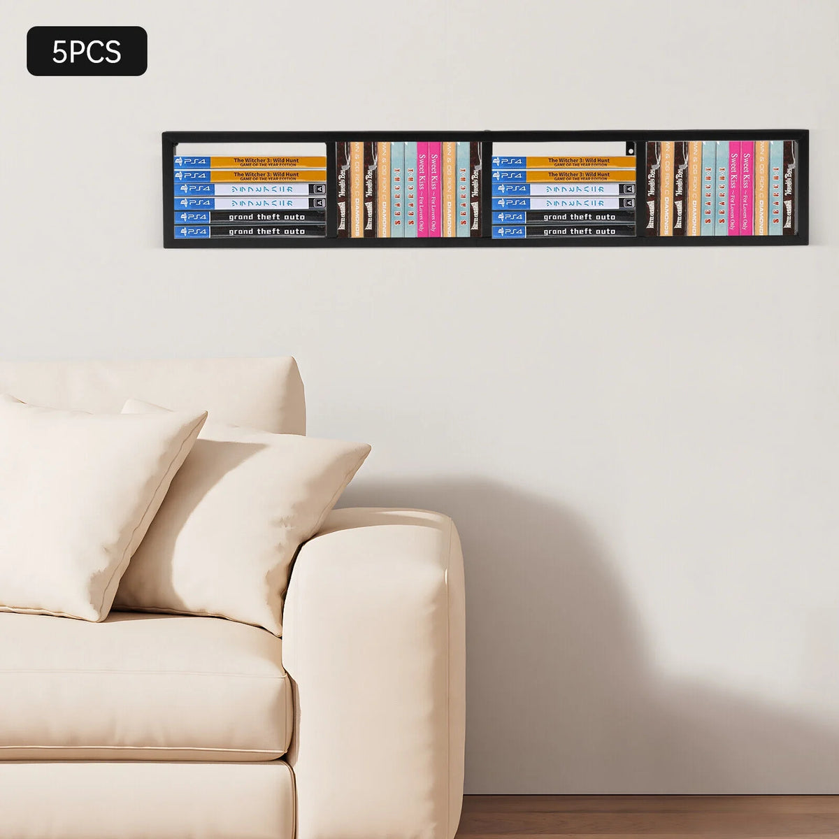 Metal Floating Shelf CD DVD Organizer Black X38586