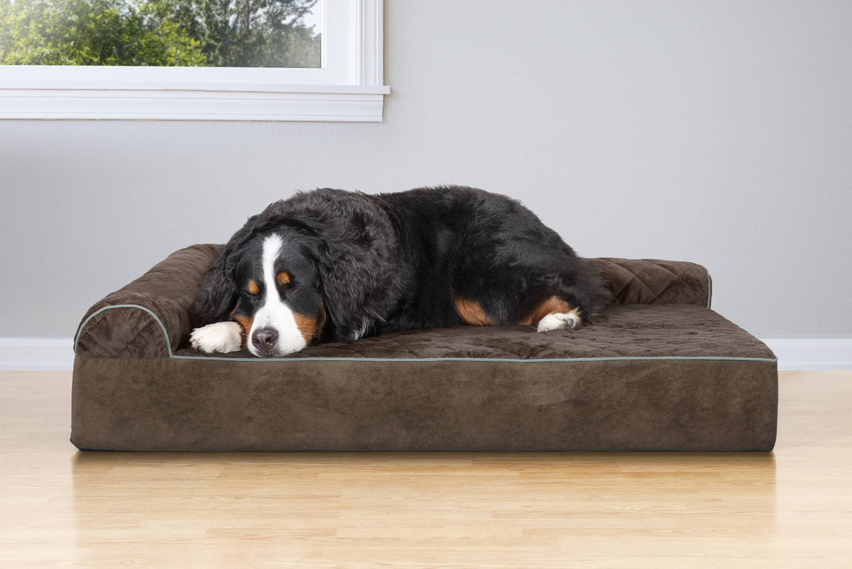 Espresso Velvet L-Chaise Dog Bed E827251