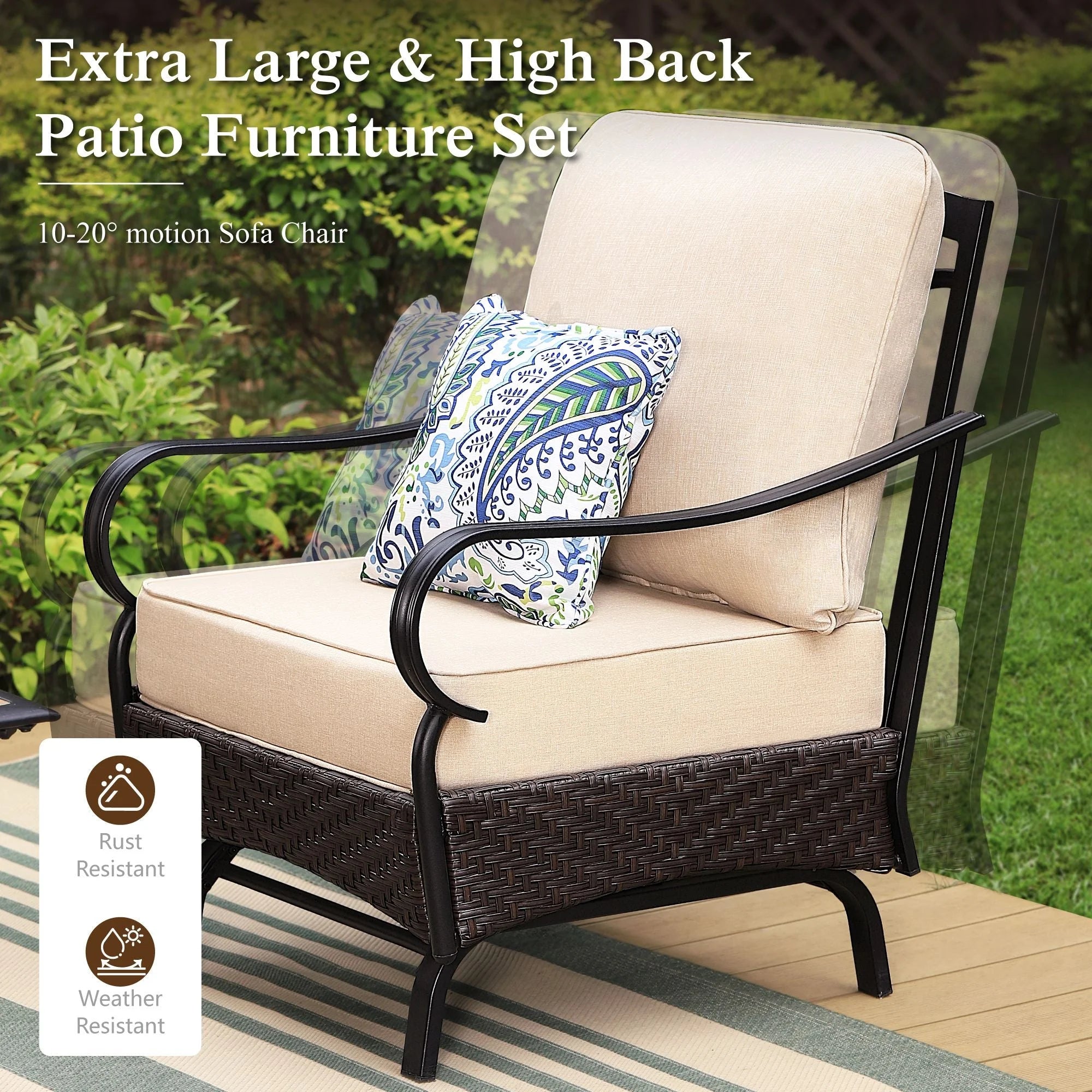 4 Piece Metal Patio Conversation Sofa Set P575