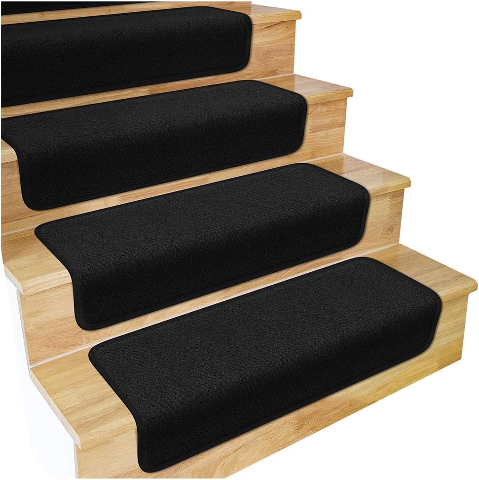 Set of 15 Black Carpet Stair Treads K8725