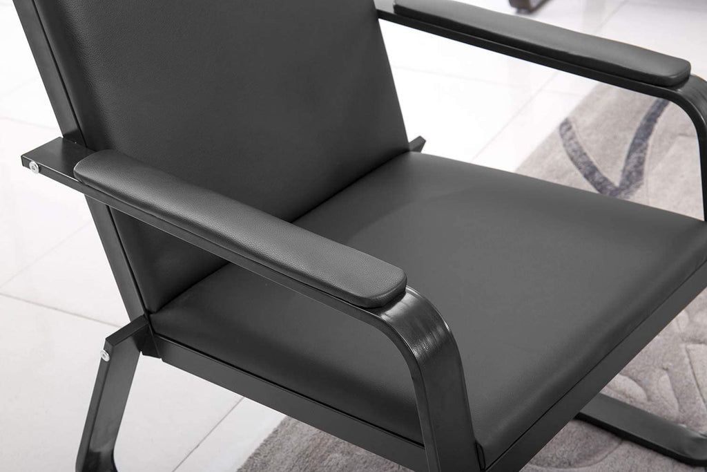 Black PU Leather Waiting Room Chair With Armrest H326