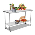 Stainless Steel Prep & Work Table 36 x 24 Inches with Caster Backsplash and Adjustable Undershelf L3085