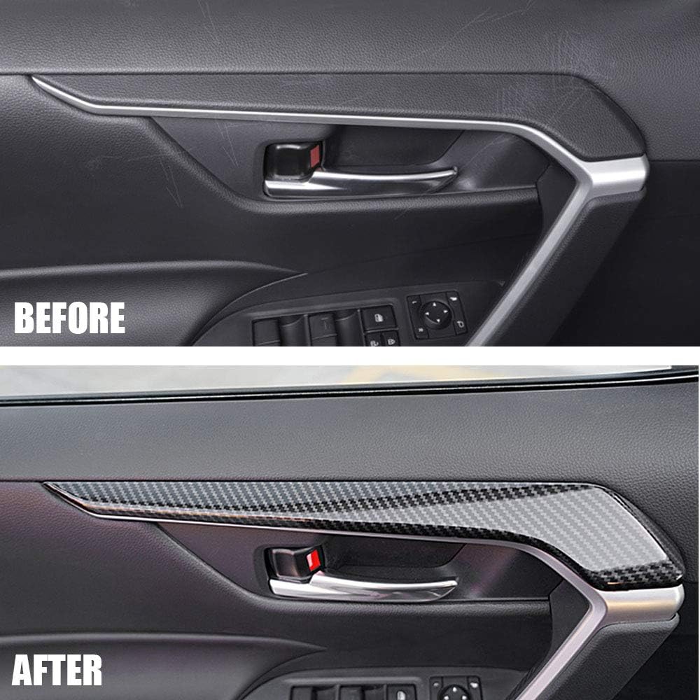 4pcs ABS Carbon Fiber Car Interior Door Panel Stripe Cover Trim for Toyota RAV4 2019 2020 2021 2022 Pack of 2 R164