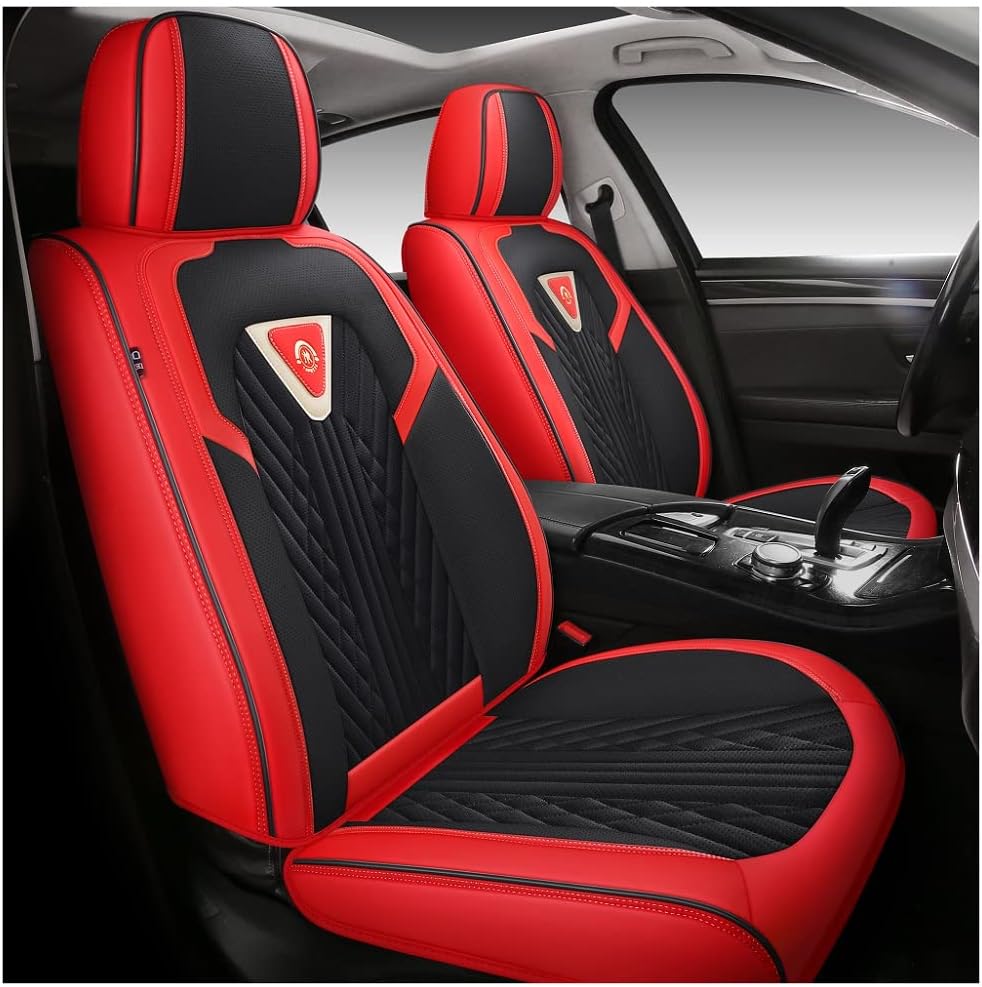 Red-Black PU Leather 5 Seats Full Set Car Seat Covers R8903