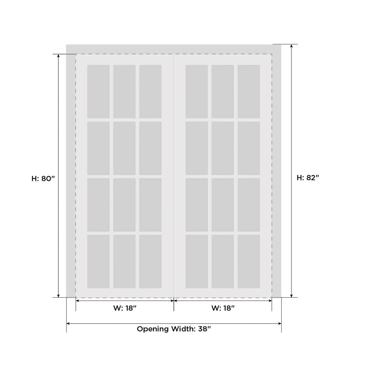 Solid Wood French Double Doors 36 x 80 inches L823