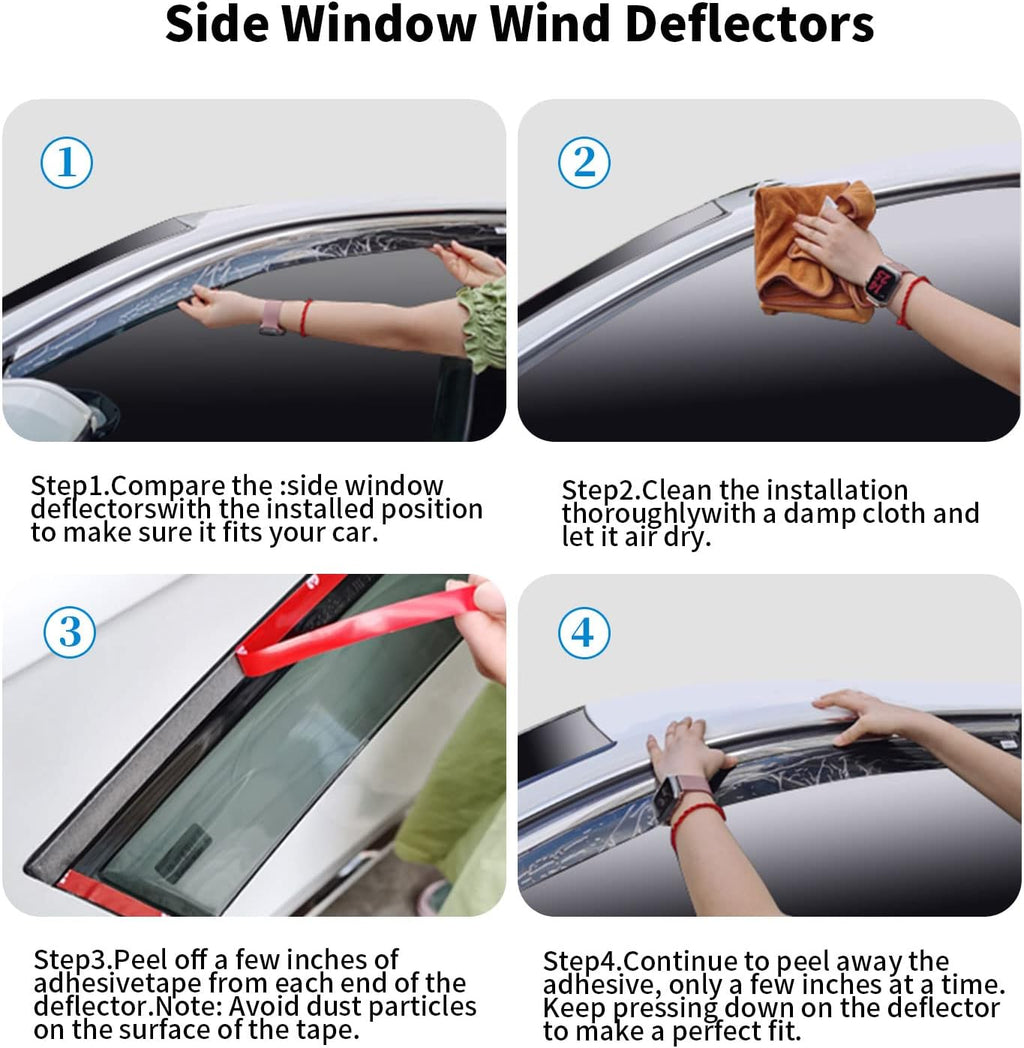 4-Piece Dark Smoke Side Window Deflectors for Dodge Ram 1500 Quad Cab Z891