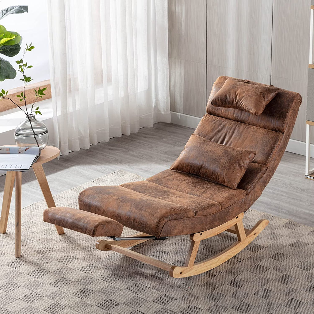 Armless Rocking Chair with Footrest and 2 Pillowers F119000