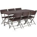 Rattan Plastic Folding Table Set with 6 Chairs W967504