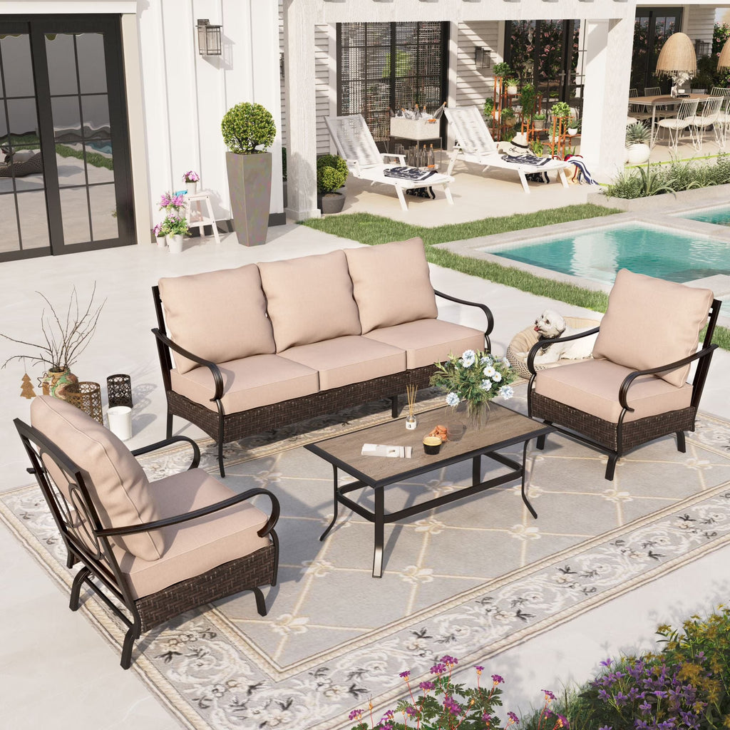 4 Piece Metal Patio Conversation Sofa Set P575