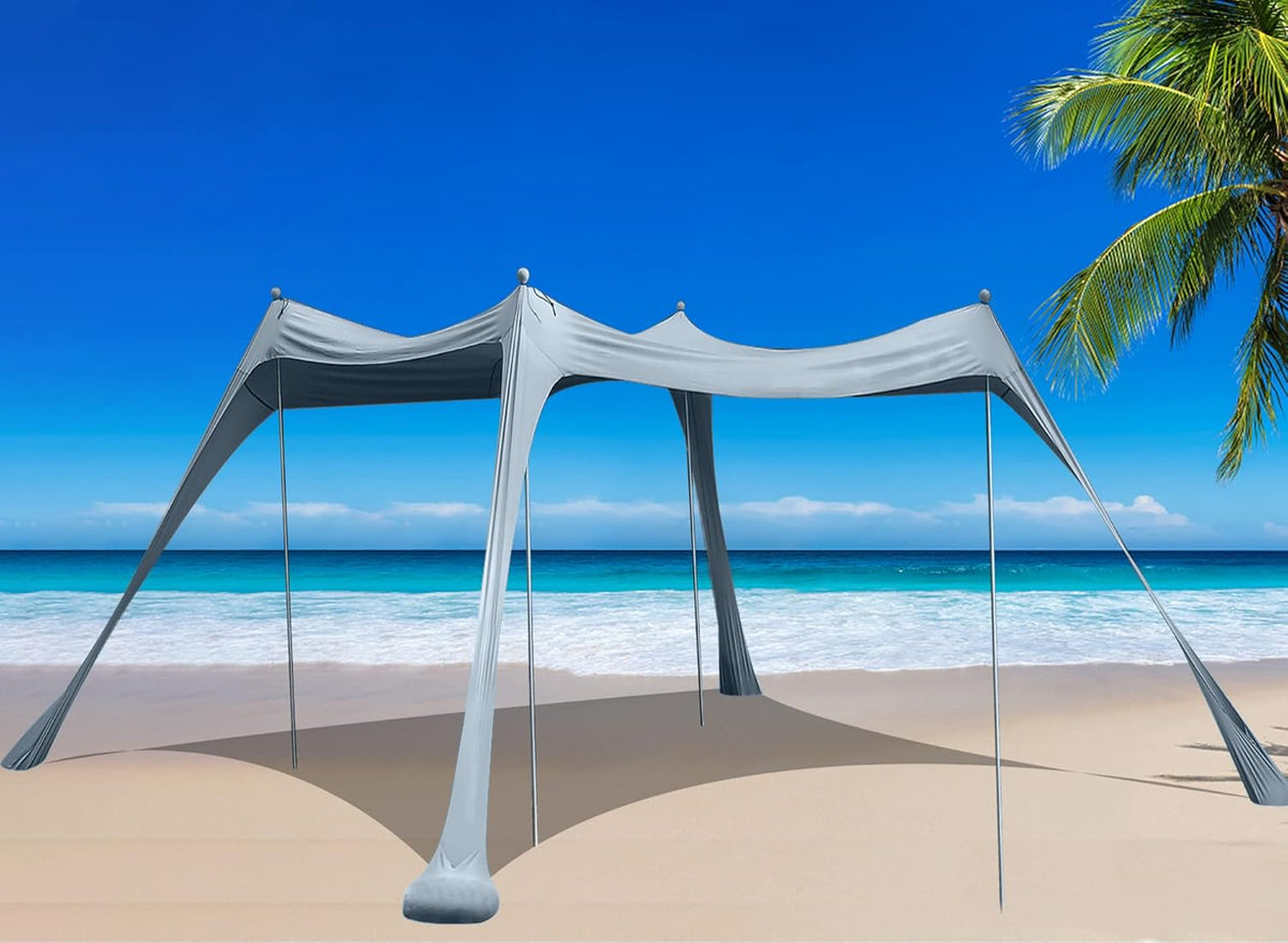 Family Beach Tent Sunshade Canopy Pop Up Sun Shelter 4 Pole with Carry Bag S810
